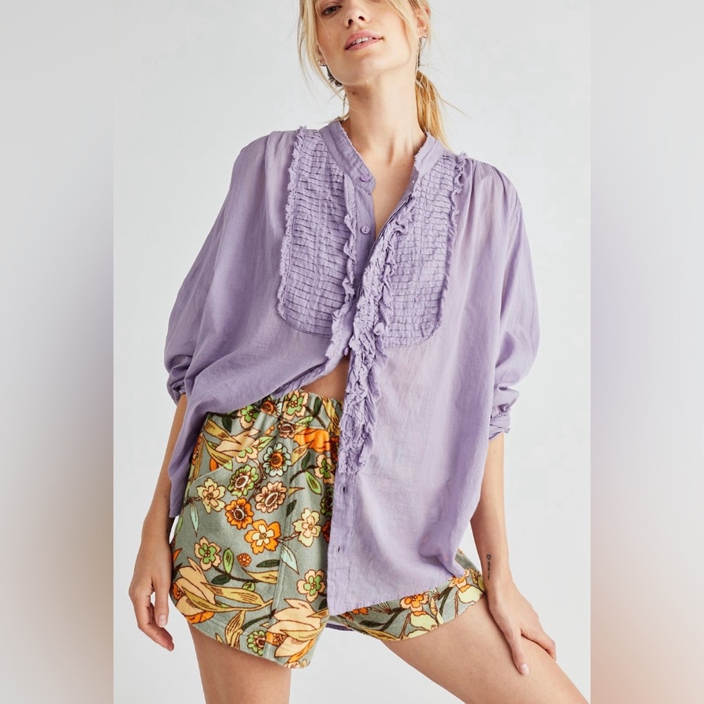 FP One Voile Miles Tuxedo Shirt Lavender